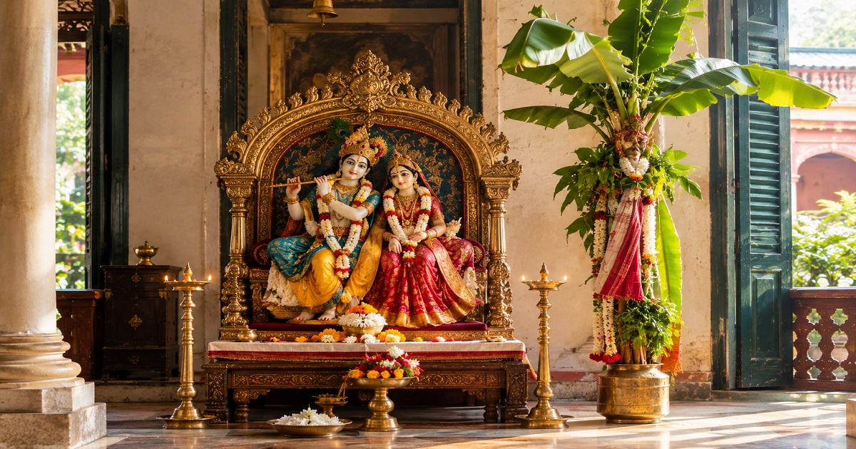 এই বনেদি বাড়িতে কলাবউ-কে মা দুর্গা রূপে পুজো করা হয়! প্রতিমা নেই
