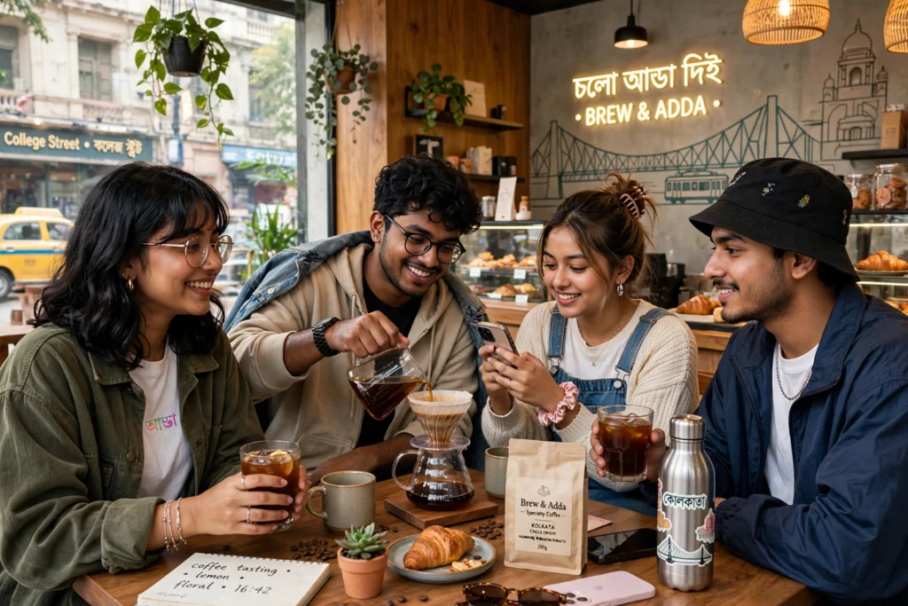 Traditional kulhad chai vs modern specialty V60 coffee contrast Kolkata
